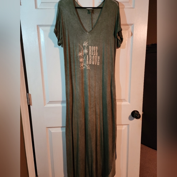 Olive green long sun dress - Picture 2 of 4